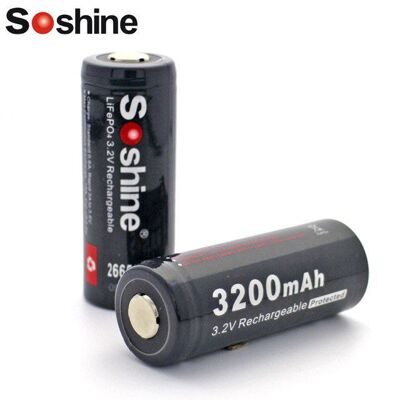Аккумулятор LiFePO4 Soshine 26650Р - 3,2 V - 3200 mAh   перезаряжаемый (1 шт.)