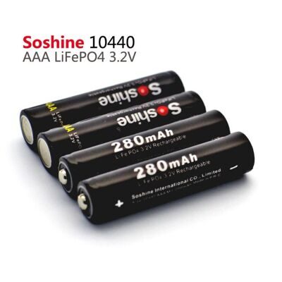 Аккумулятор LiFePO4  Soshine 10440 /AAA - 3,2 V - 280 mAh  перезаряжаемый (1 шт.)